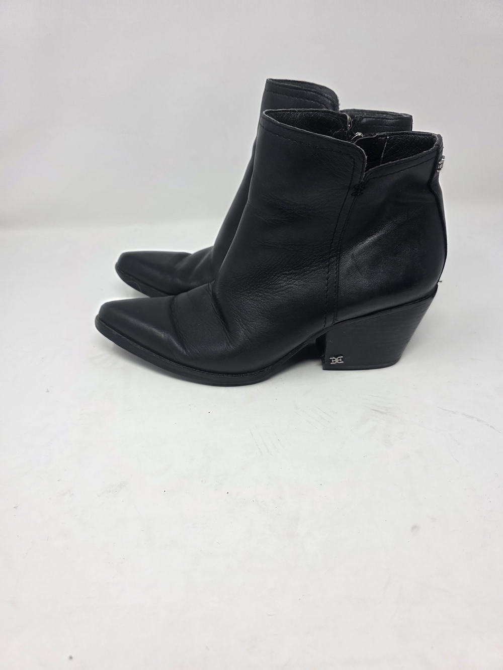 Sam Edelman Black Leather Pointed Toe Ankle Booties Women’s Size 8